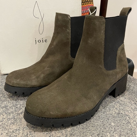 Joie olive green suede lug boots size 9 New with box - Picture 1 of 15